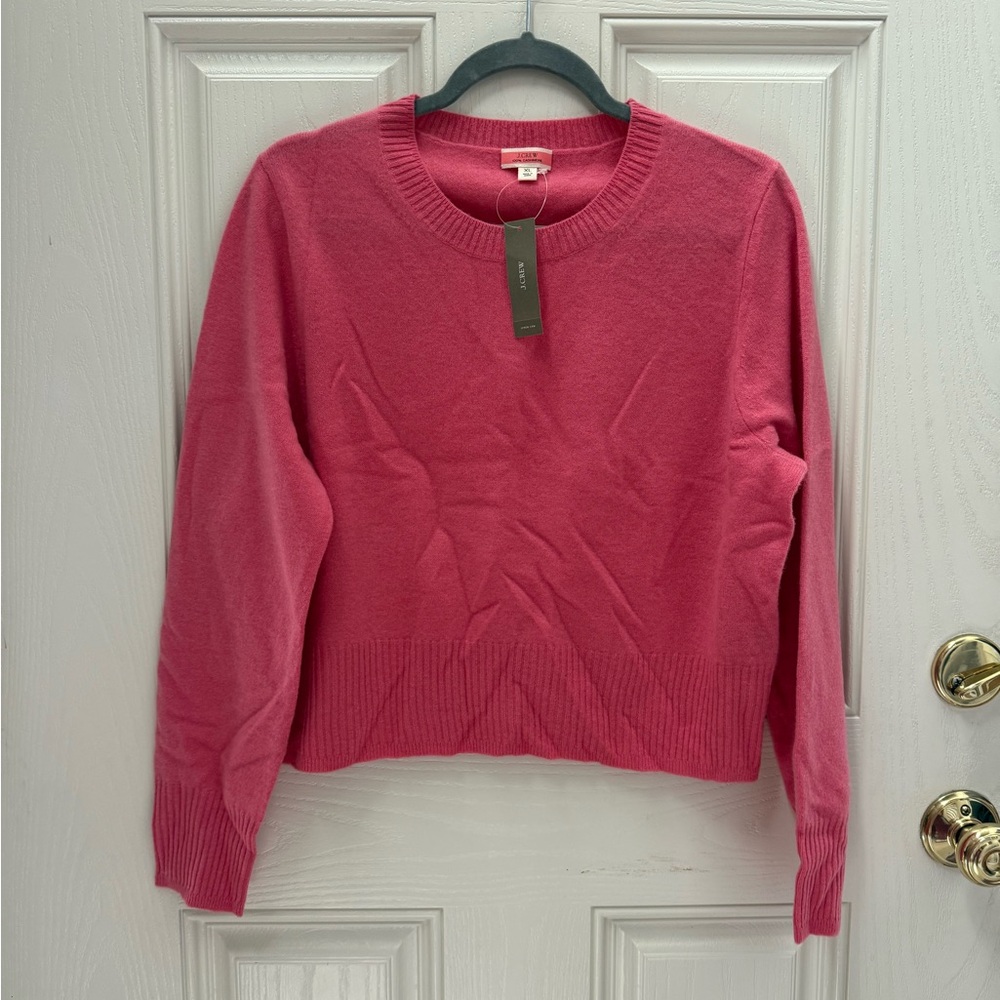 NWT J. Crew DARK Pink CASHMERE Crew Neck Sweater - Picture 3 of 7